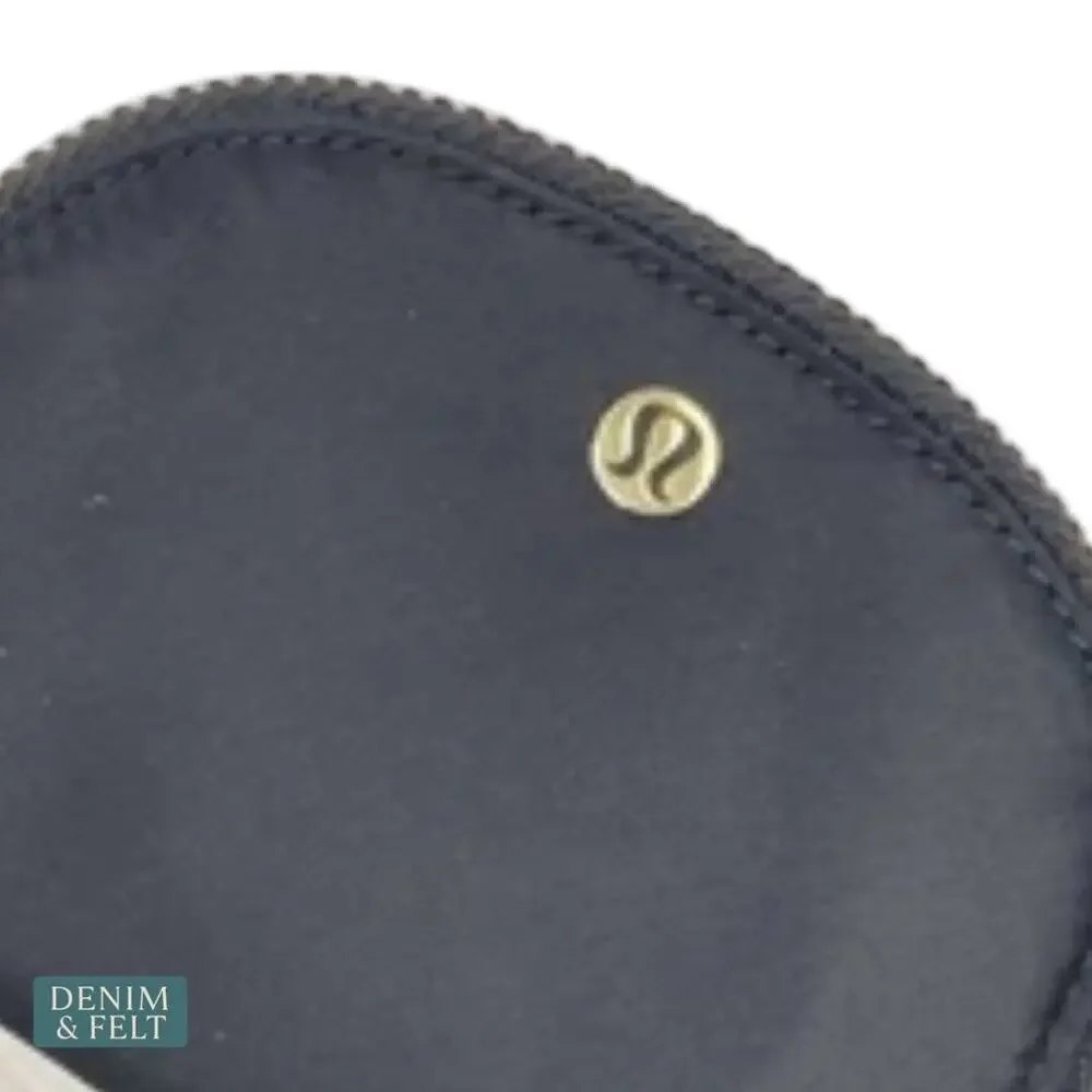 NEW‎ Lululemon Dual Pouch Wristlet Metallic Wordmark Black Gold Keychain Wallet